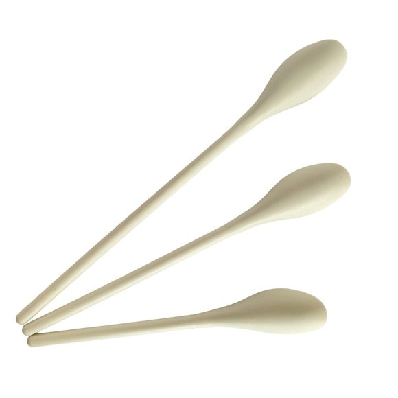 Kitchen Scoop White Hard Plastic Graduated Length Spoon Set of 3 - Picture 2 of 9